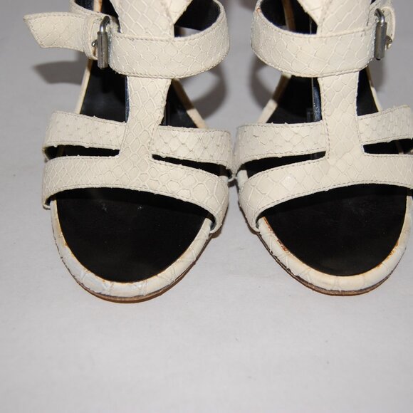39/9 ❤️ GIUSEPPE ZANOTTI Ivory Leather High Heels GLADIATOR SANDALS BOOTS ITALY - Picture 2 of 14